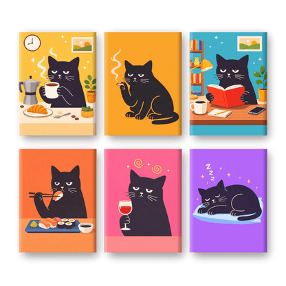6 Mini Paintings - Grumpy Cat Set- Paint by Numbers