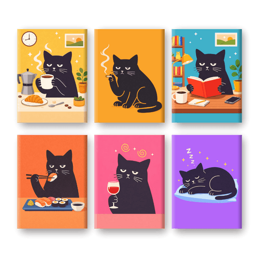 6 Mini Paintings - Grumpy Cat Set- Paint by Numbers