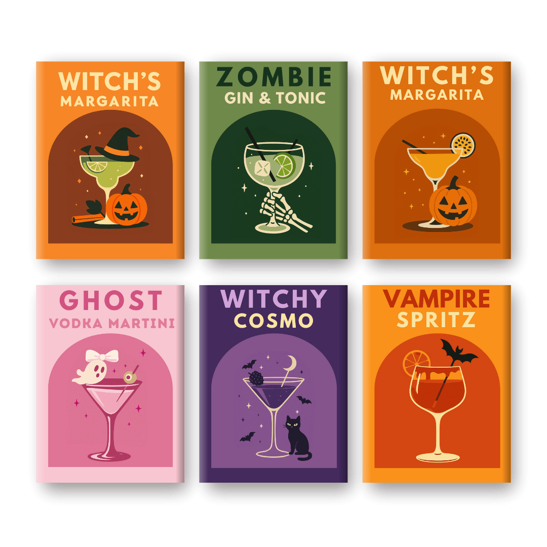 6 Mini Paintings - Halloween Cocktails Set-Paint by numbers