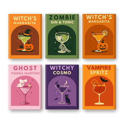 6 Mini Paintings - Halloween Cocktails Set