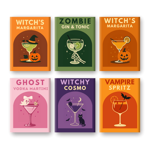 Set de 6 Mini Cuadros - Cócteles de Halloween-Pintar por números