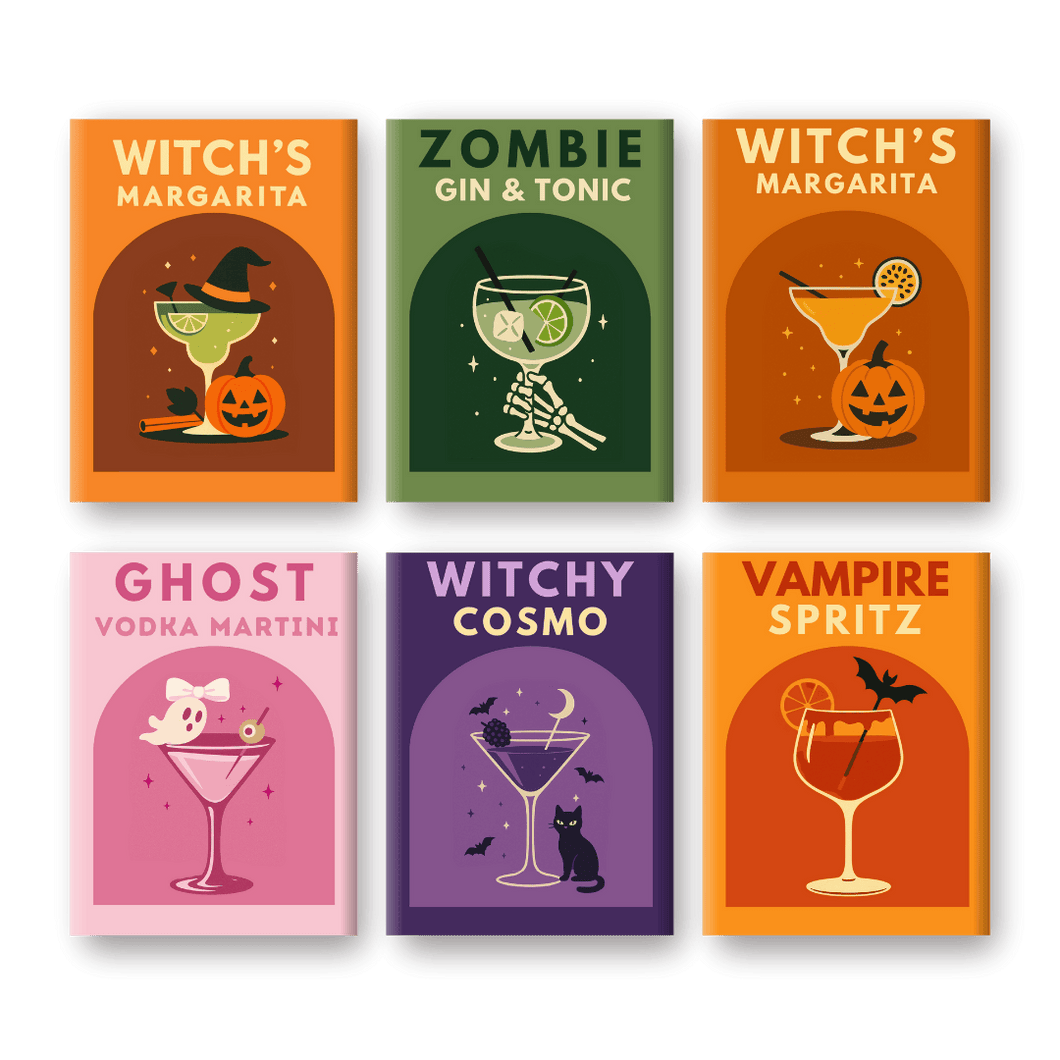 6 Mini Paintings   Halloween Cocktails Set