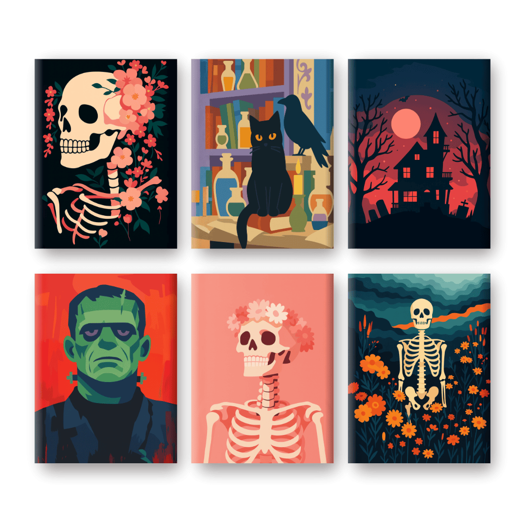 6 Mini Paintings - Halloween Night Set-Paint by numbers