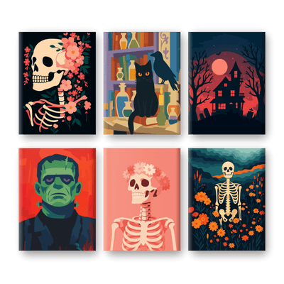 6 Mini Paintings - Halloween Night Set