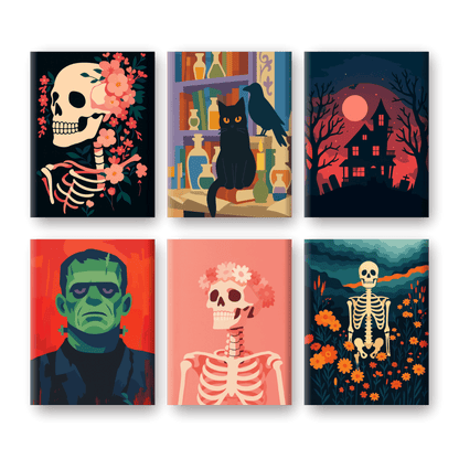 6 Mini Paintings - Halloween Night Set-Paint by numbers