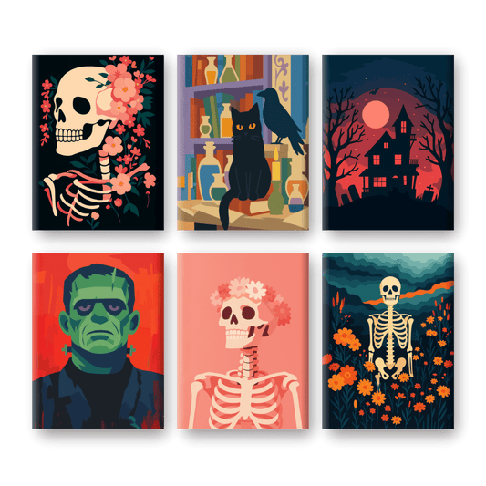 6 Mini Paintings - Halloween Night Set-Paint by numbers