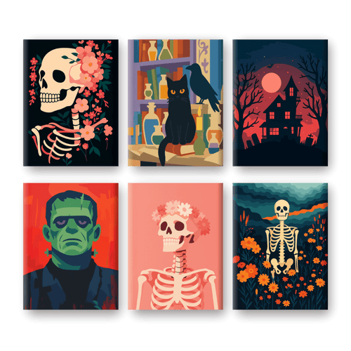 6 Mini Paintings - Halloween Night Set