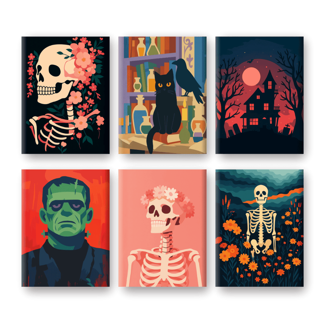 6 Mini Paintings   Halloween Night Set