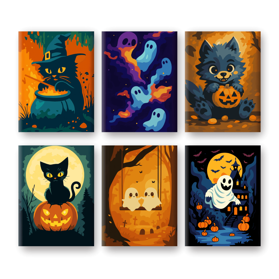6 Mini Paintings - Halloween Vibes-Paint by numbers