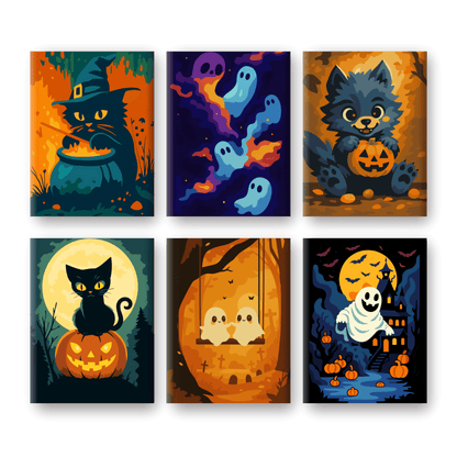 6 Mini Paintings - Halloween Vibes-Paint by numbers
