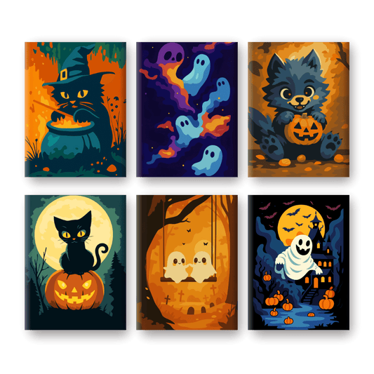 6 Mini Paintings - Halloween Vibes-Paint by numbers