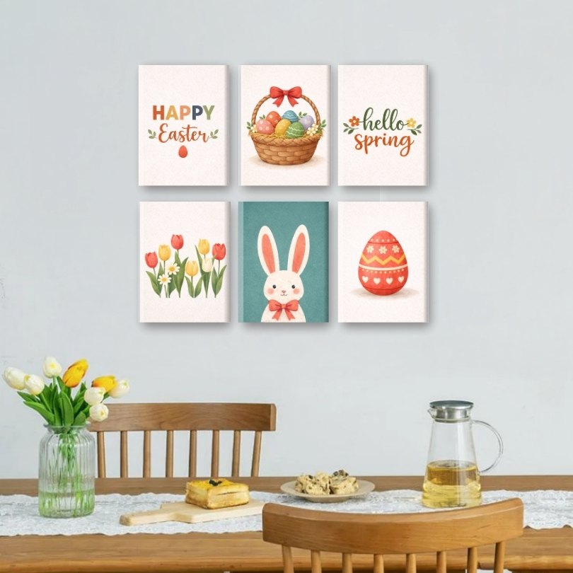 6 Mini Paintings - Happy Easter Set