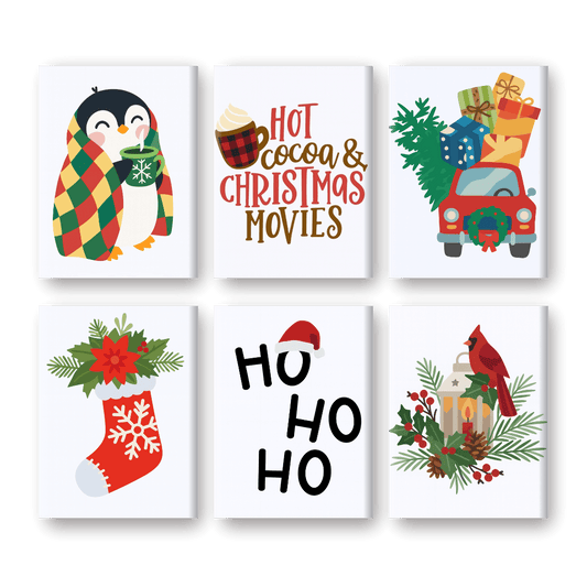6 Mini Paintings - Ho Ho Ho Christmas Set-Paint by numbers
