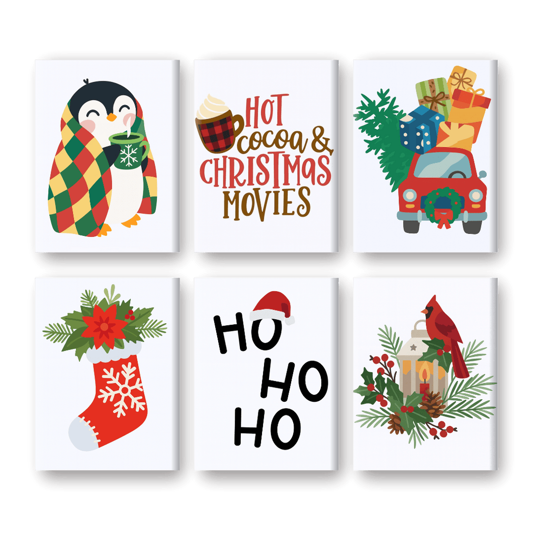 6 Mini Paintings   Ho Ho Ho Christmas Set