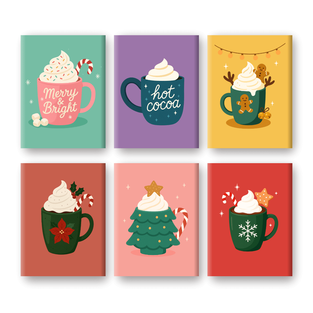 6 Mini Paintings - Hot Chocolate Christmas Set- Paint by Numbers