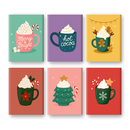 6 Mini Paintings - Hot Chocolate Christmas Set- Paint by Numbers
