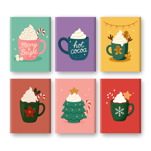 6 Mini Paintings - Hot Chocolate Christmas Set