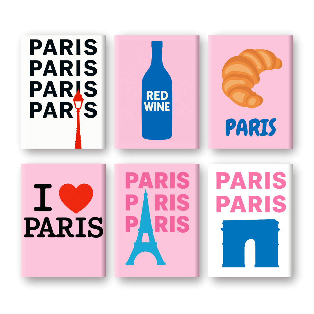 6 Mini Paintings | I love Paris Set- Paint by Numbers