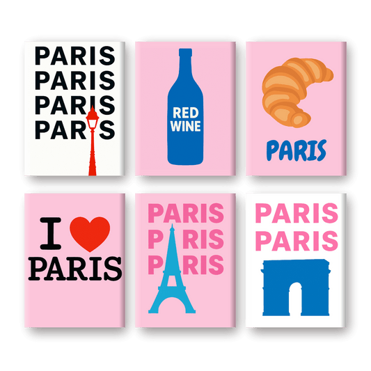 6 Mini Paintings | I love Paris Set- Paint by Numbers