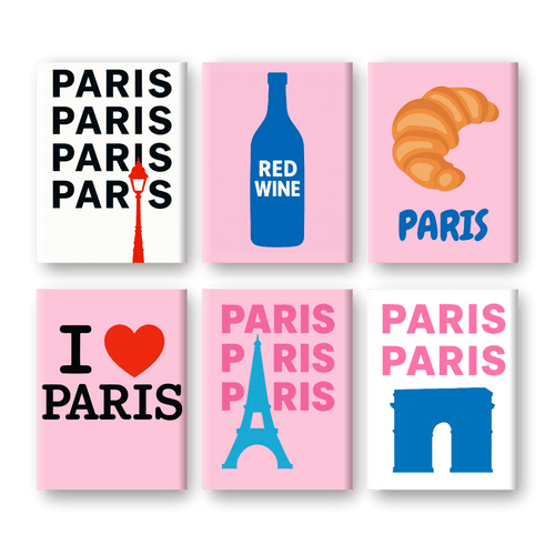 6 Mini Paintings | I love Paris Set