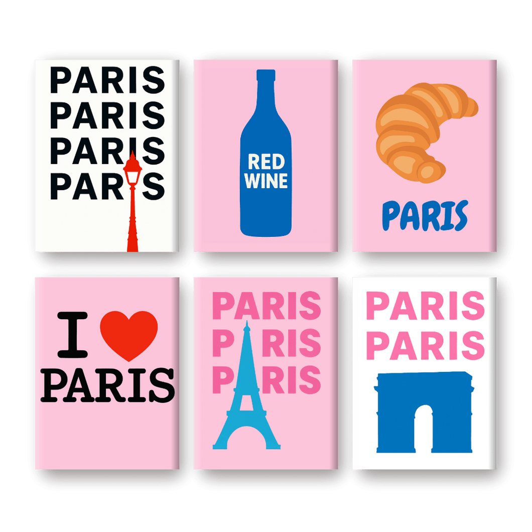 6 Mini Paintings | I love Paris Set