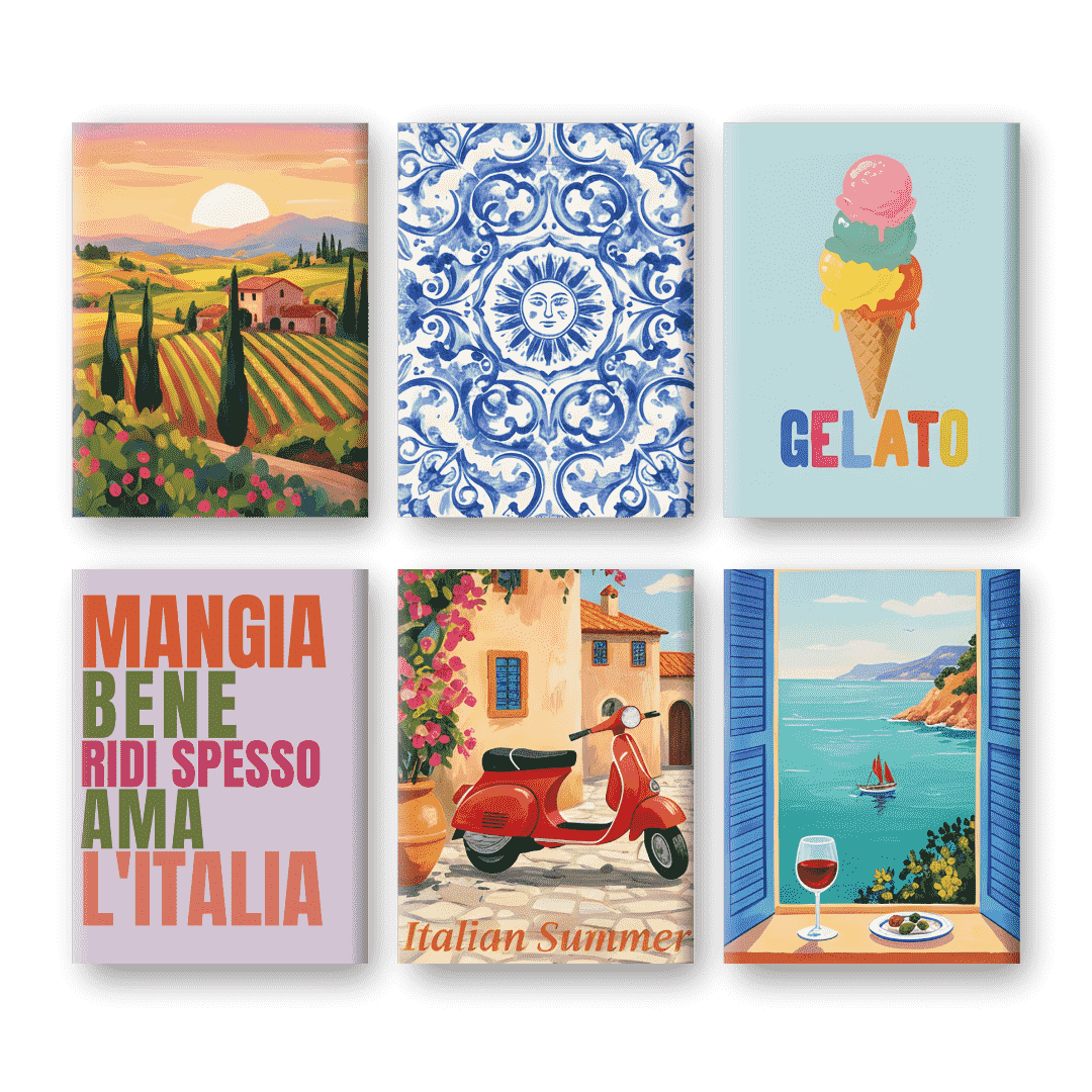 6 Mini Paintings - Italian Lifestyle Set- Paint by Numbers