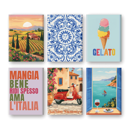 6 Mini Paintings - Italian Lifestyle Set- Paint by Numbers