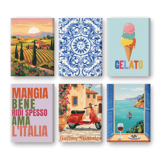 6 Mini Paintings - Italian Lifestyle Set- Paint by Numbers