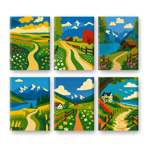 6 Mini Paintings - Landscapes Set