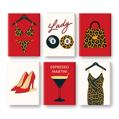 6 Mini Paintings - Leopard Print Set