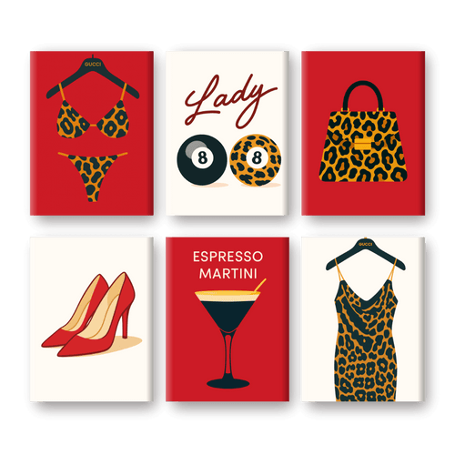 6 Mini Paintings - Leopard Print Set