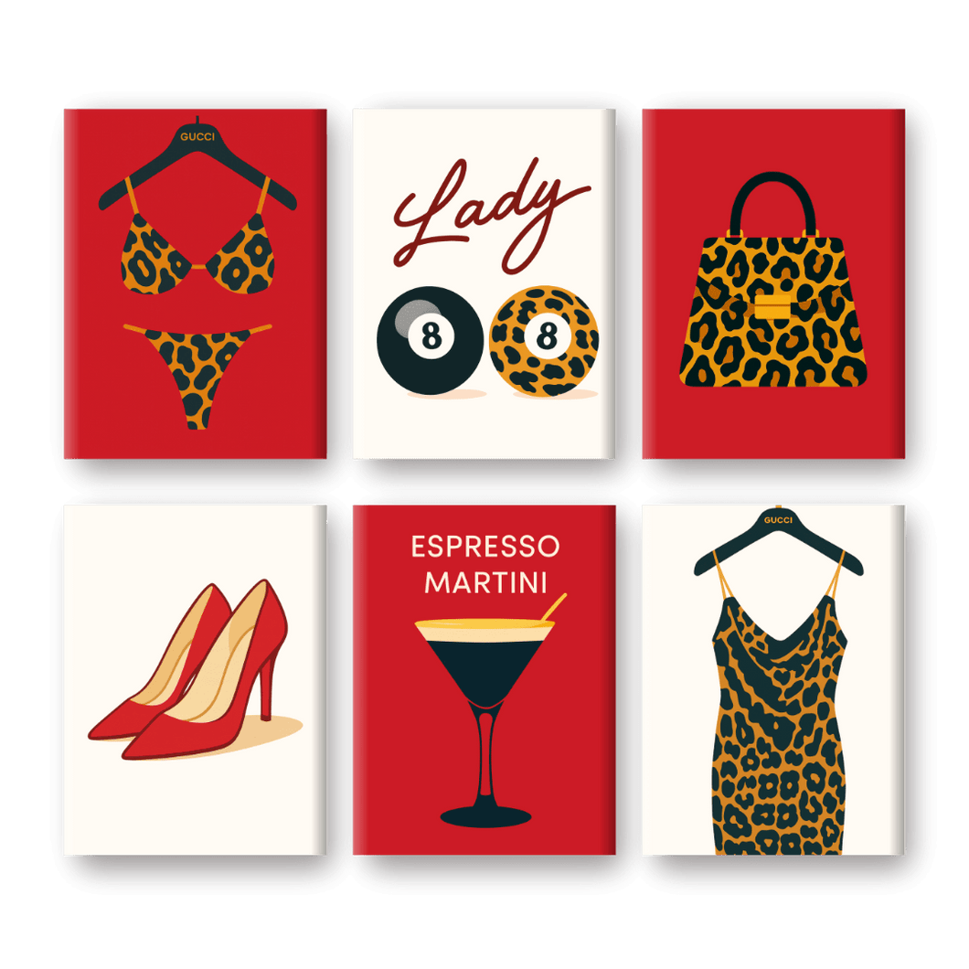 6 Mini Paintings   Leopard Print Set