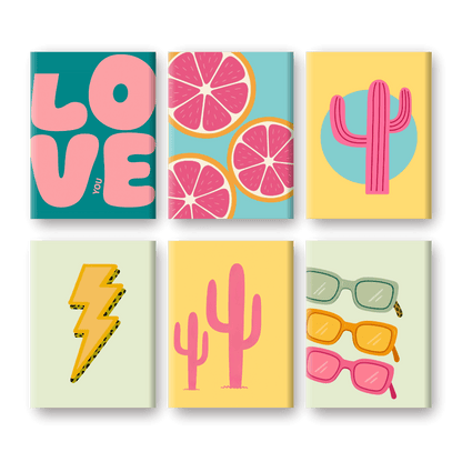 6 Mini Paintings - Love Retro Set- Paint by Numbers