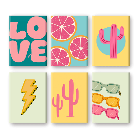 6 Mini Paintings - Love Retro Set- Paint by Numbers
