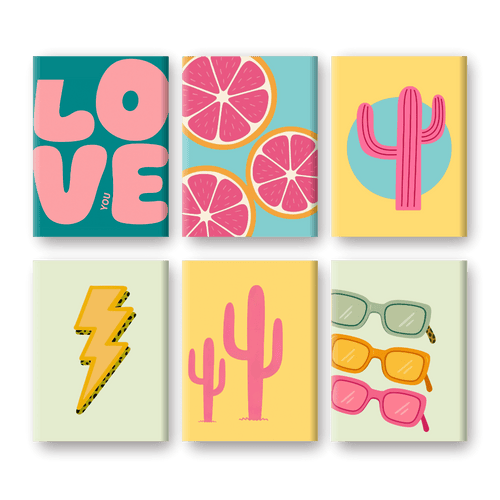6 Mini Paintings - Love Retro Set
