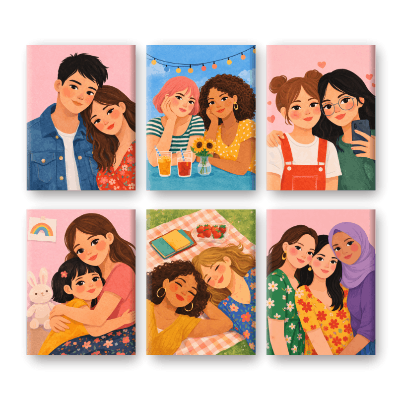 6 Mini Paintings - Loved Ones Set- Paint by Numbers