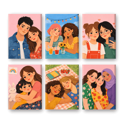 6 Mini Paintings - Loved Ones Set- Paint by Numbers
