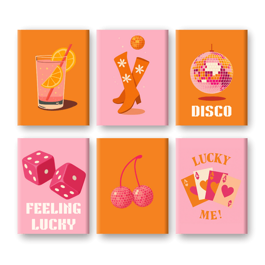 6 Mini Paintings - Lucky Disco Set- Paint by Numbers