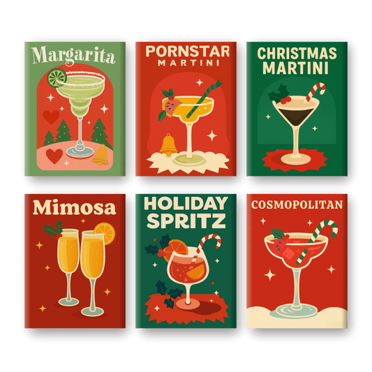 6 Mini Paintings - Merry Cocktail Set- Paint by Numbers