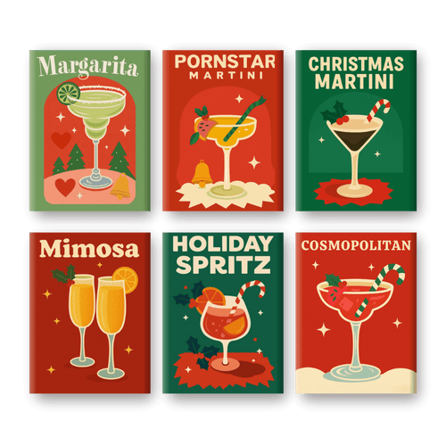 6 Mini Paintings - Merry Cocktail Set