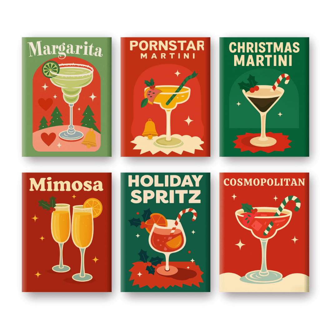 6 Mini Paintings   Merry Cocktail Set