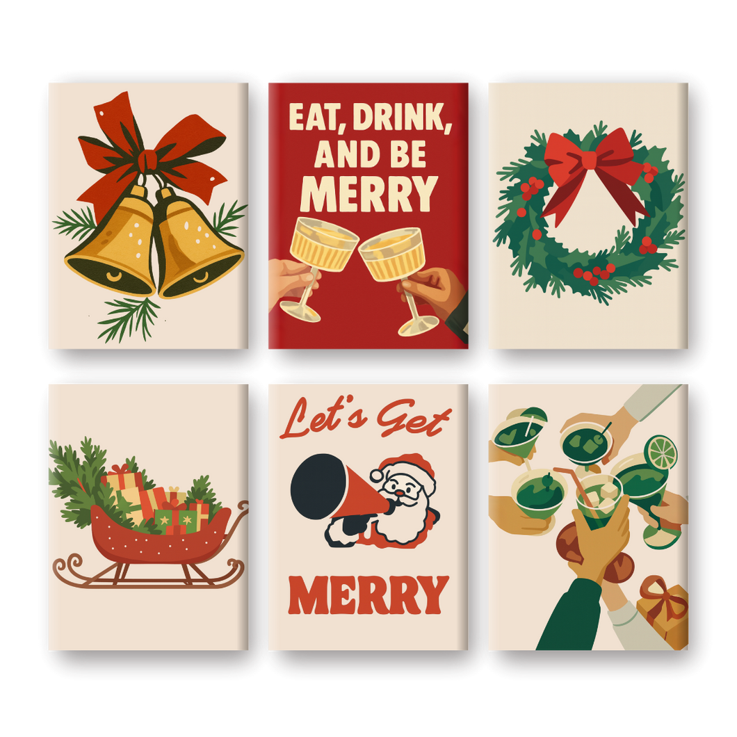 6 Mini Paintings   Merry Xmas Set