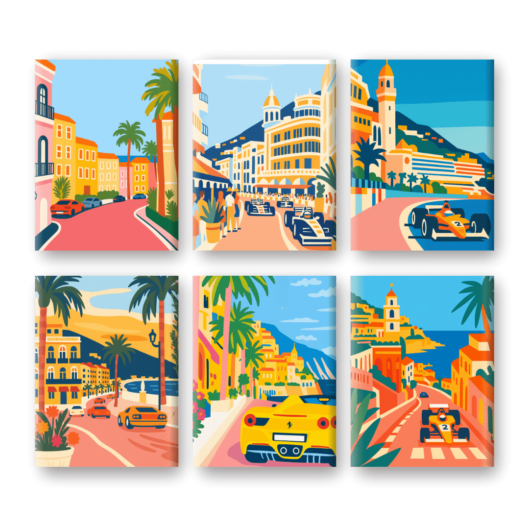 6 Mini Paintings - Monte Carlo Set- Paint by Numbers