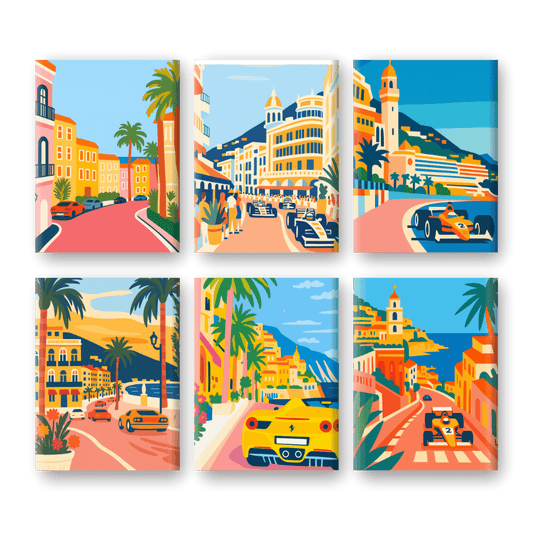 6 Mini Paintings - Monte Carlo Set- Paint by Numbers