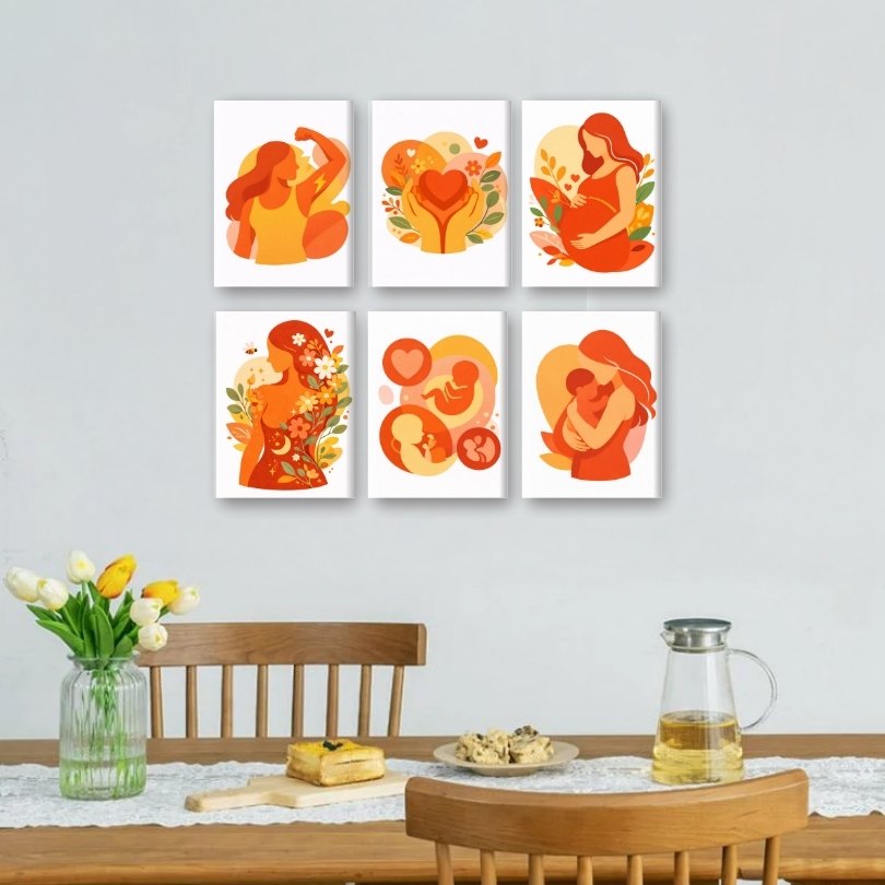 6 Mini Paintings - Motherhood Set