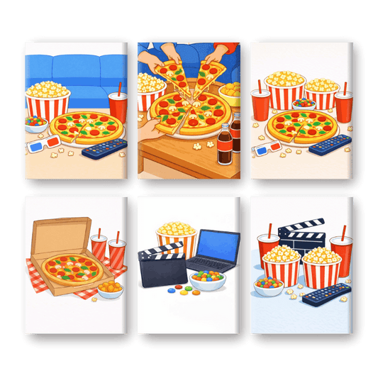 6 Mini Quadri - Movie Night Set-Dipingi con i Numeri