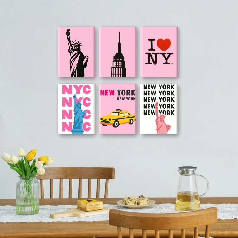 6 Mini Paintings - New York Set Mockup