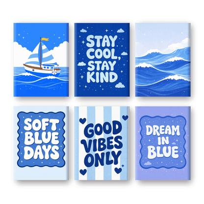 6 Mini Paintings - Ocean Blue Set- Paint by Numbers