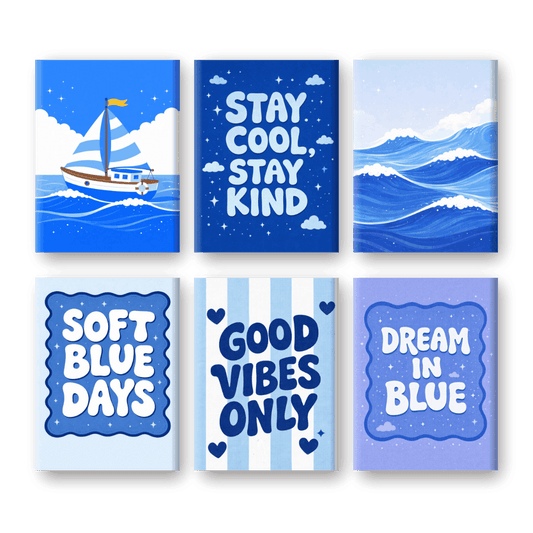 6 Mini Paintings - Ocean Blue Set- Paint by Numbers