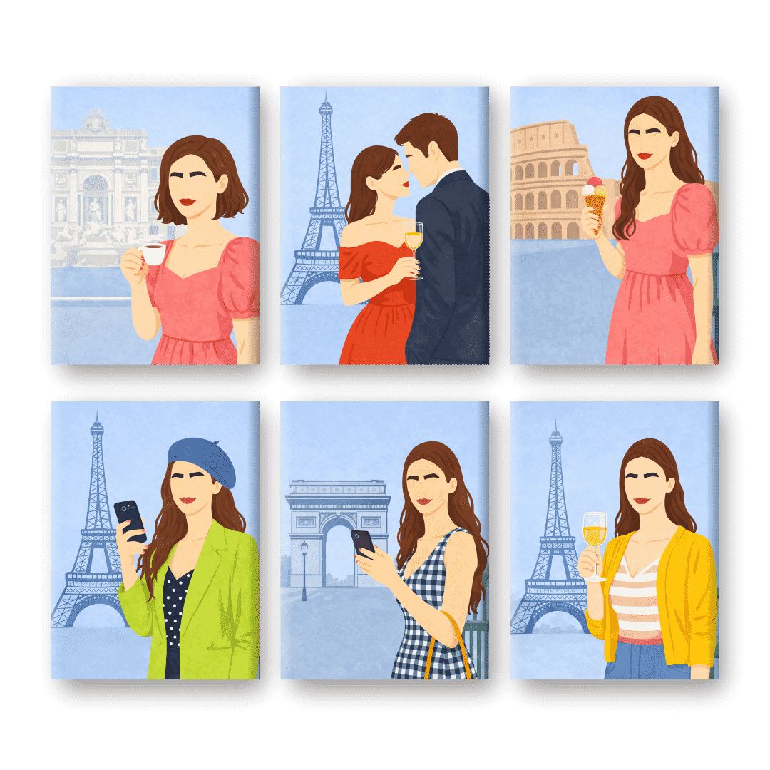6 Mini Paintings - Paris Moments Set- Paint by Numbers